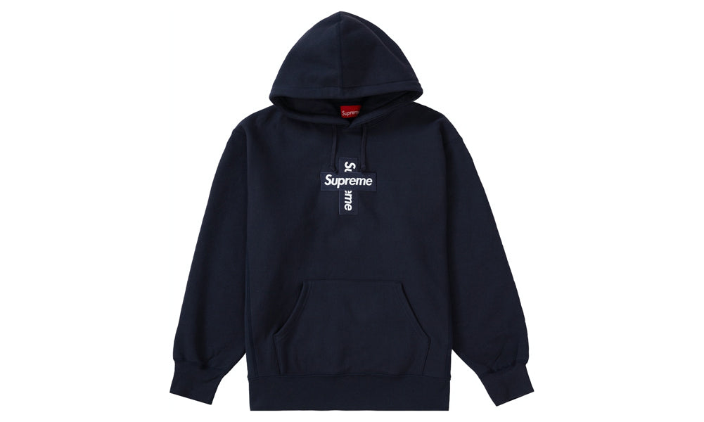 Supreme Cross Box Logo Black Hooded Sweatshirt