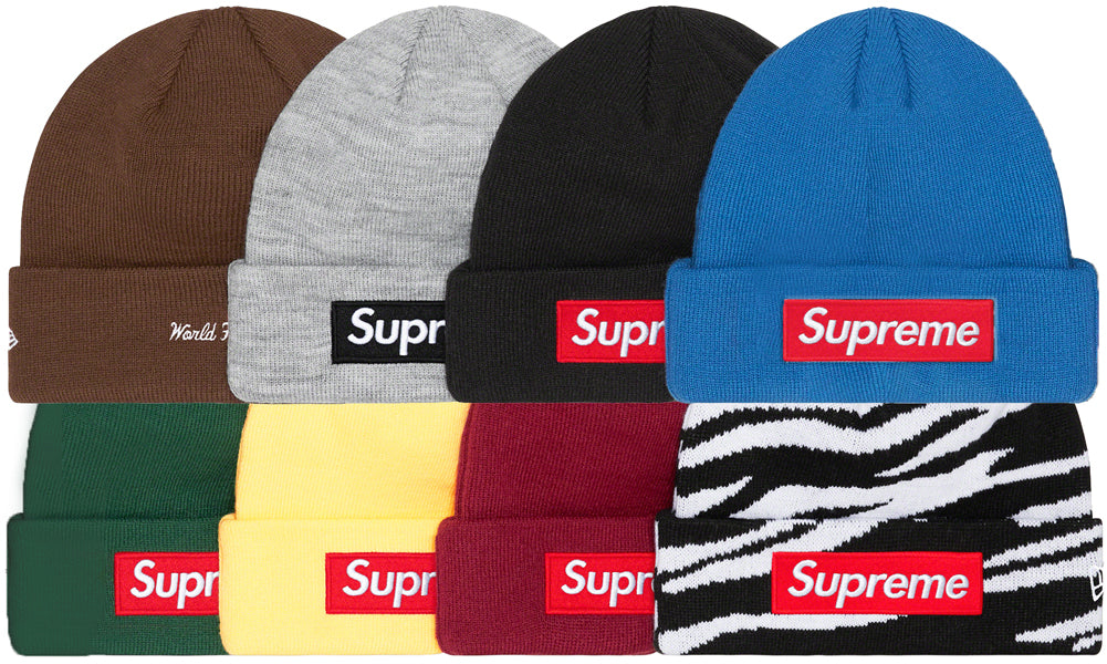 Supreme X New Era Logo Beanie In Red