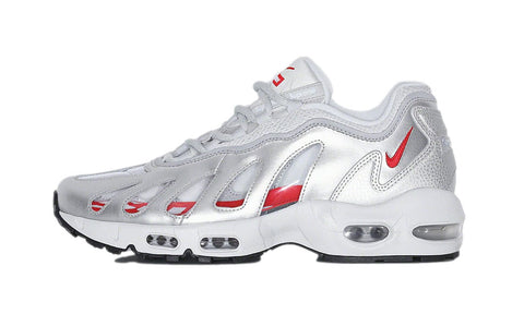 Supreme x Nike Air Max 96 "Silver" - zero's zeros world sneakers hypebeast streetwear street wear store stores shop los angeles melrose fairfax hollywood santa monica LA l.a. legit authentic cool kicks undefeated round two flight club solestage supreme where to buy sell trade consign yeezy yezzy yeezys vlone virgil abloh bape assc chrome hearts off white hype sneaker shoes streetwear sneakerhead consignment trade resale best dope dopest shopping